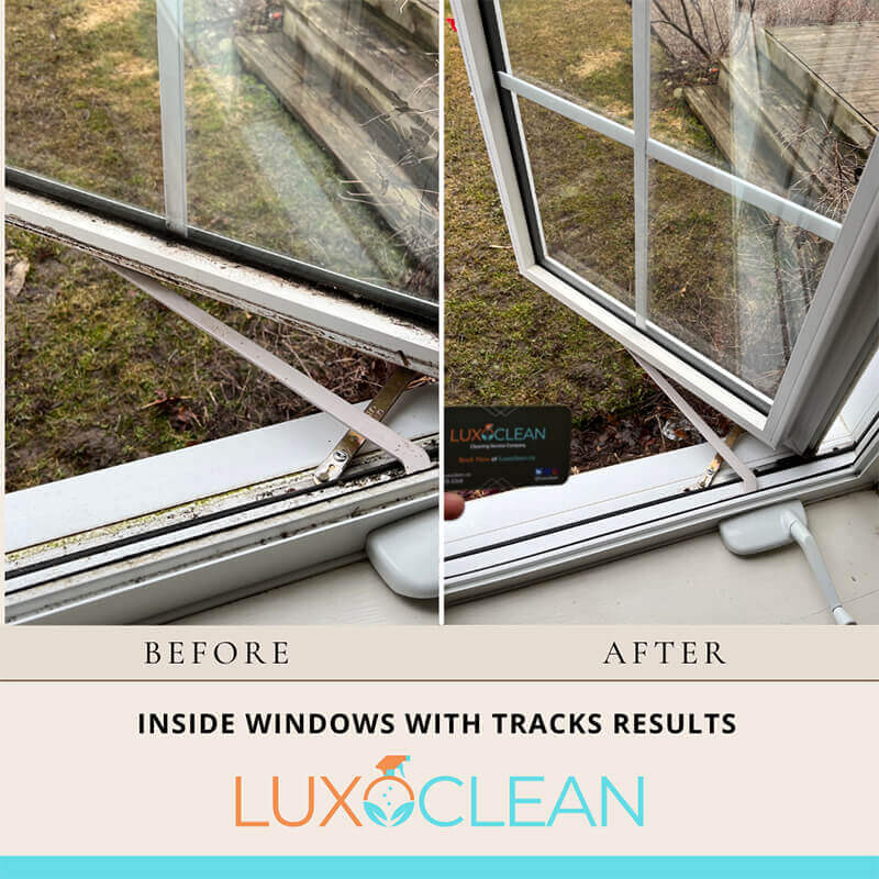 Inside window with tracks cleaning